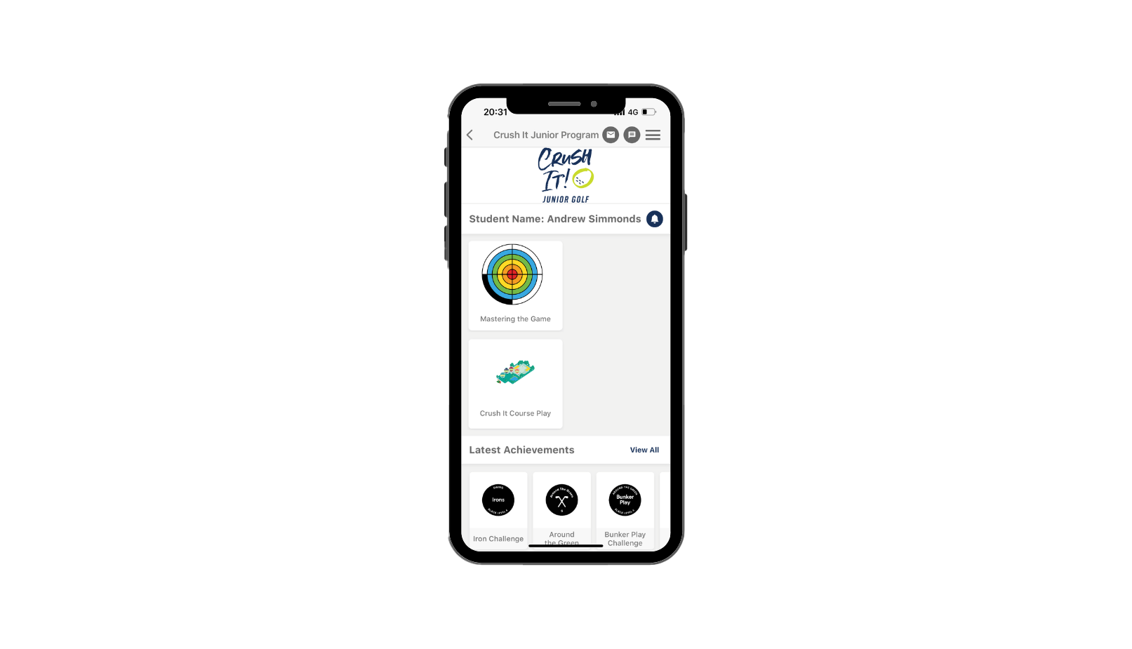 MyGame+ App - track your junior golfer's progress in driving, accuracy, chipping, putting, and on-course performance using progress wheels. Stay connected with your child's coach, set goals, and monitor achievements in real-time.